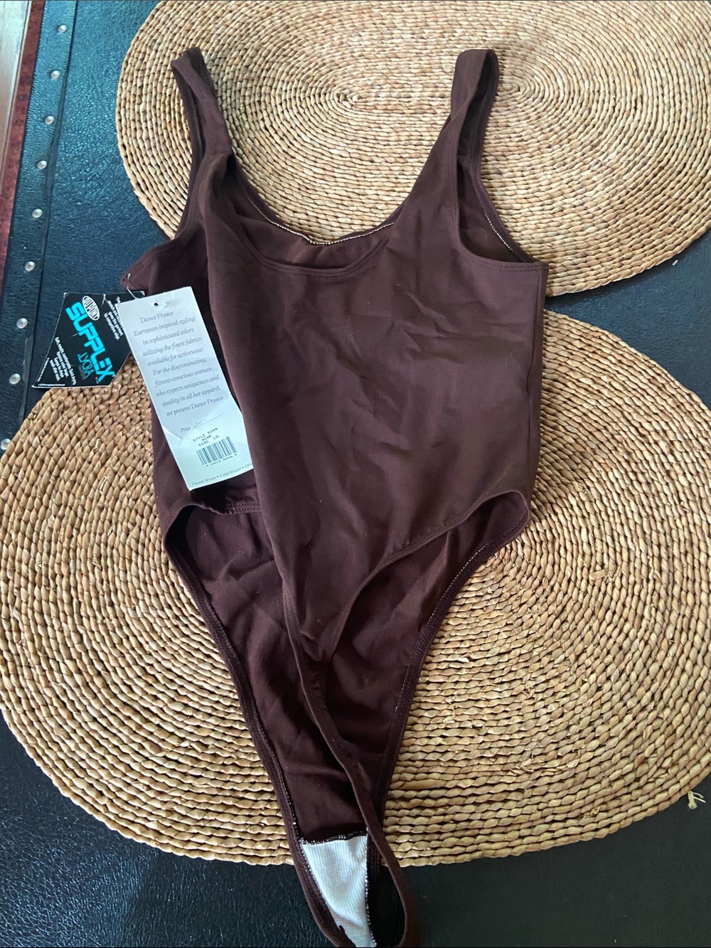 Women Thong Bodysuit in Navy and Chocolate - Size Large - Picture 4 of 4